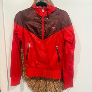 Nike Women's Red and Maroon Bomber Style Jacket